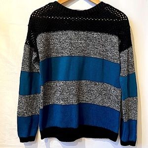 Vince Camuto Blue Black and Gray Sweater